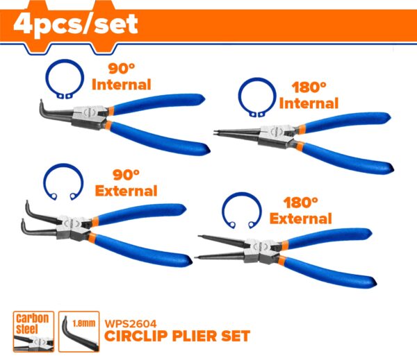 Circlip Pliers Set 180mm WPS2604 Wadfow 4Pcs
