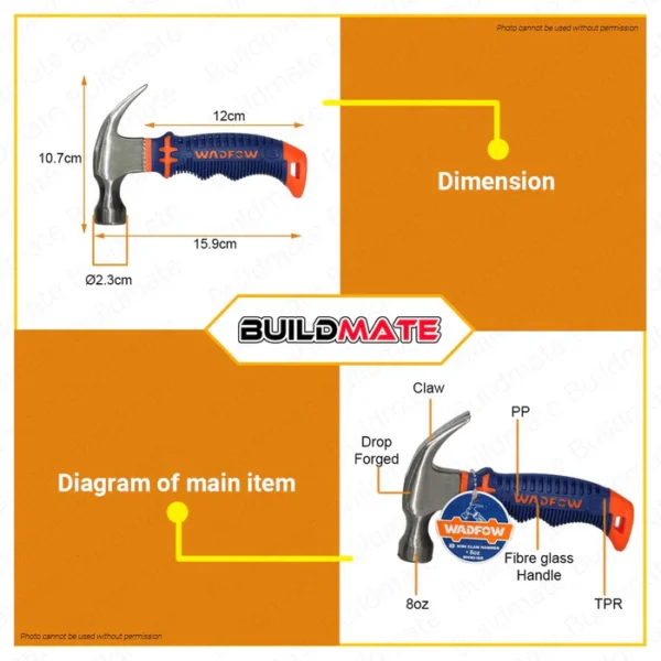 Wadfow Mini Claw Hammer WHM33D8