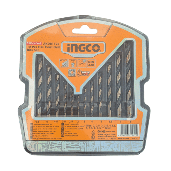 INGCO 12PCS AKDB1125 HSS Twist Drill Bit Set