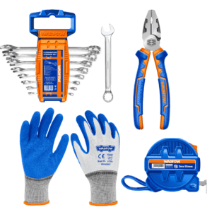 WADFOW Tool Combo Set Spanner + Pliers + Tape + Gloves  WADFOW Tool Set – WSP1208 + WPL1717 + WMT4310 + WXG3802