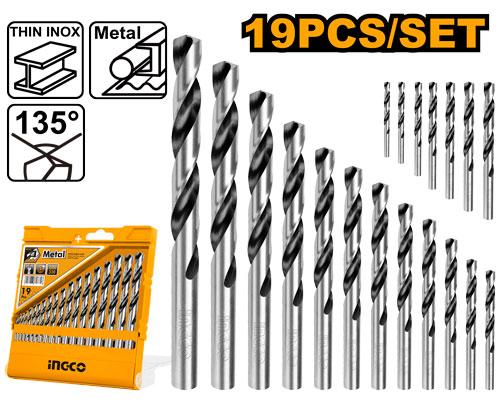 AKDB1195 Ingco 19 Pcs HSS Twist Drill Bits Set AKDB1195 Ingco 19 Pcs HSS Twist Drill Bits Set