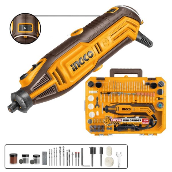 Ingco Mini Grinder 130W 252Pcs – MG133281