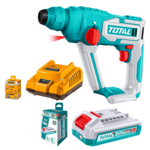 Total Cordless Rotary Hammer TRHLI20168 + Ingco P20S Cordless Drill Battery Charger 20V FCLI2001-8 + Total Lithium Ion Battery Pack - TFBLI20011