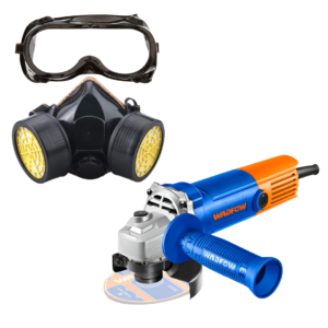 Wadfow Angle Grinder 100mm  + Anti-Dust Chemical Dual Mask With Safety Glass