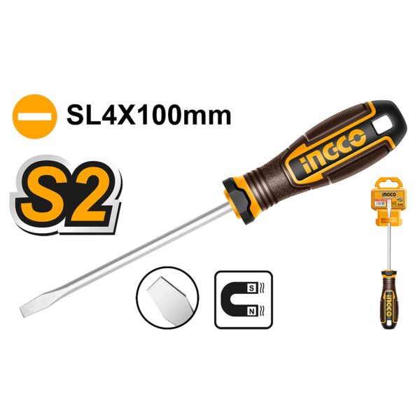 Ingco Slotted Screwdriver SL40x100mm HSDSL4100 Ingco Slotted Screwdriver SL40x100mm HSDSL4100