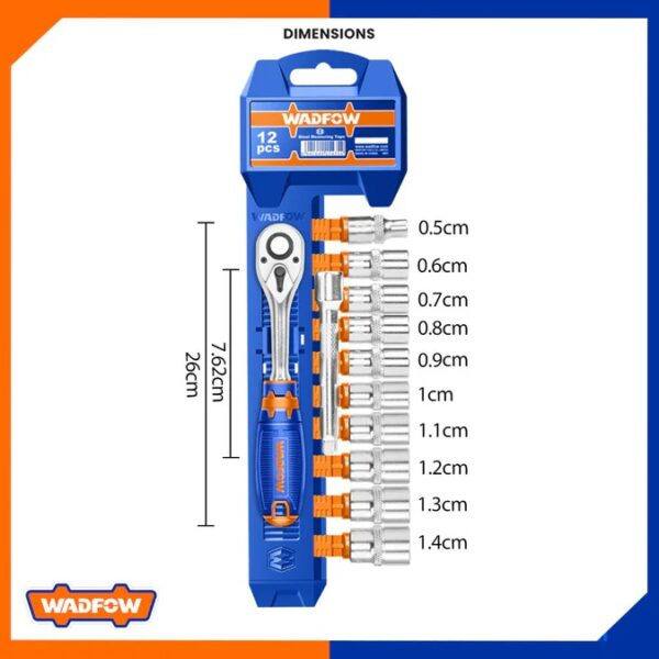 Wadfow Socket Set WST4212 Dimension