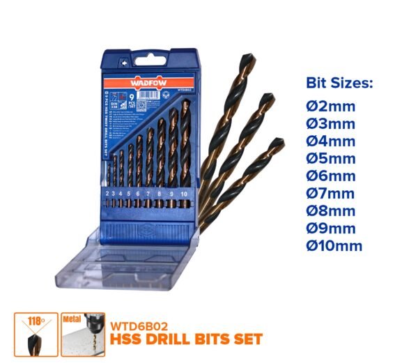 9Pcs HSS Twist Drill Bits Set WTD6B02
