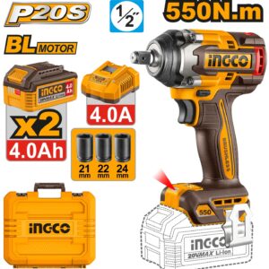 Brushless 550Nm 1/2" Cordless Impact Wrench Set With Battery And Charger - CIWLI2055