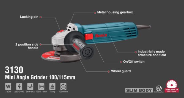 Ronix 720w Angle Grinder 100mm 3130BS Ronix 720w Angle Grinder 100mm 3130BS