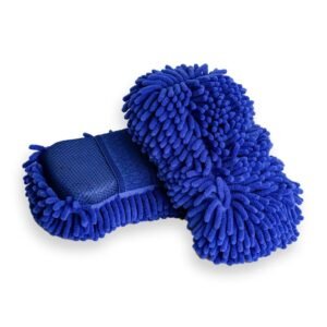 Microfiber Chenille Car Wash Sponge with Elastic Hand Strap Blue