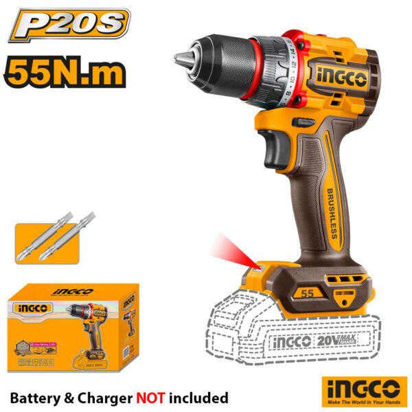 Ingco Compact Brushless Cordless Impact Drill CIDLI 205581